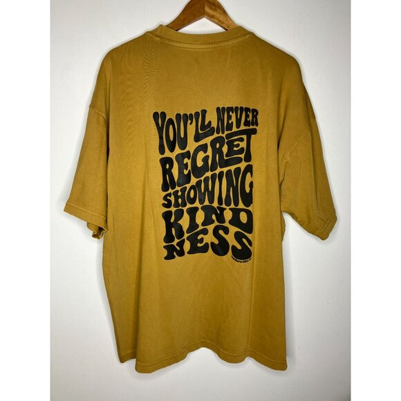 Southern Bliss Co. Mustard T-Shirt With Peace Sign & Kindness Quote Short Sleeve - Picture 4 of 7
